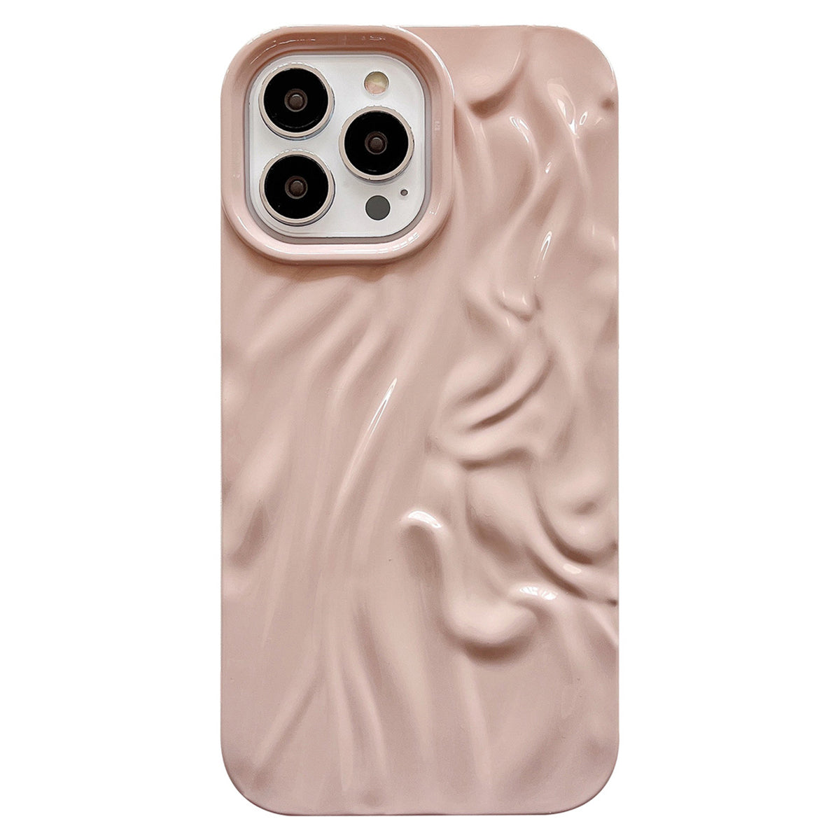 Pro iPhone 14 Pro Max Back Protective Cover Pleat Design Měkké lesklé pouzdro TPU odolné proti pádu