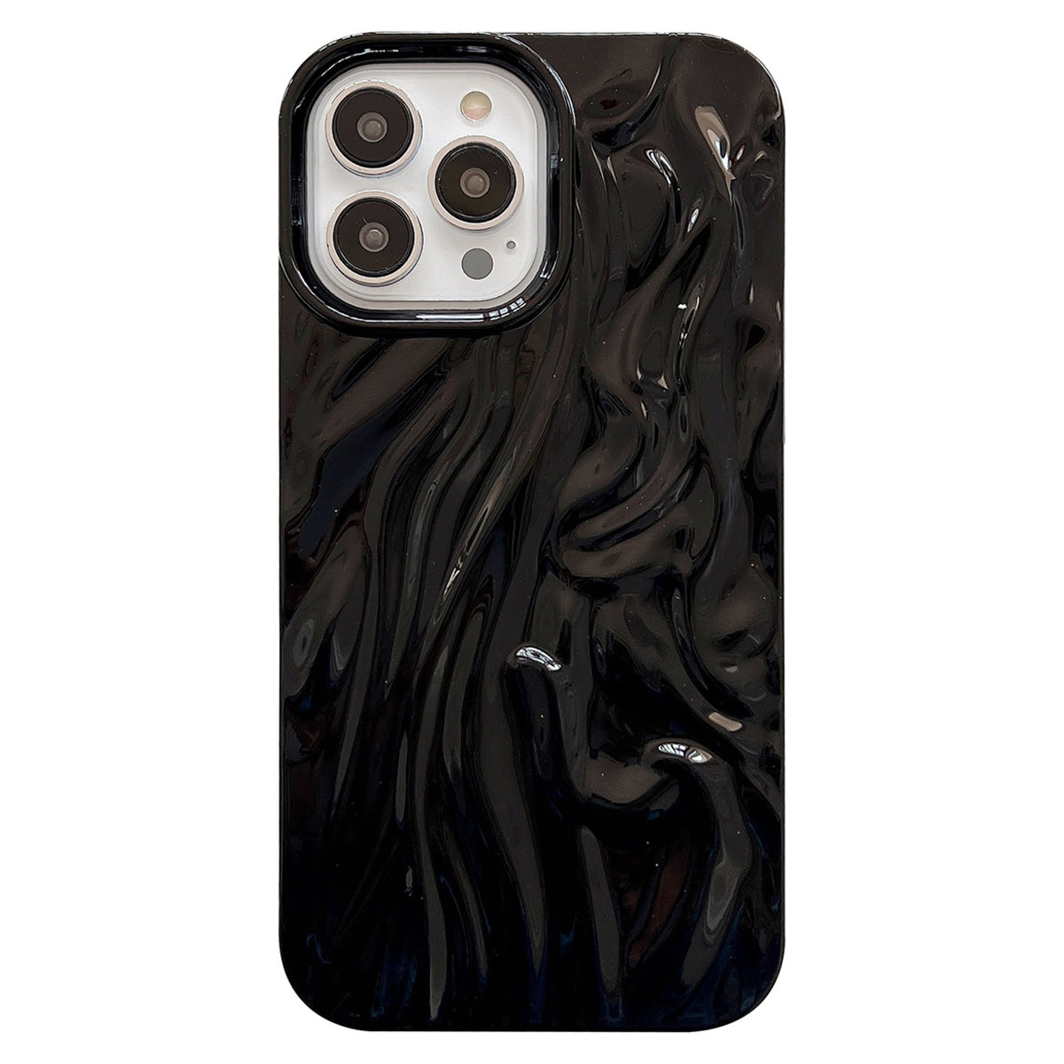 For iPhone 13 Pro Max 6.7 inch Shockproof Pleat Design Glossy Phone Case Soft TPU Back Cover