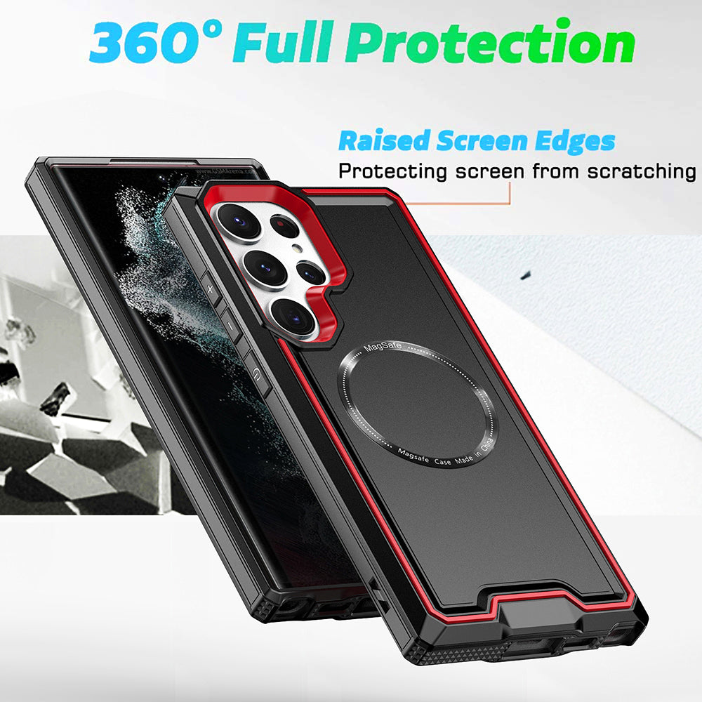 For Samsung Galaxy S23 Ultra Magnetic Anti-scratch Phone Case PC TPU Shockproof Cell Phone Cover