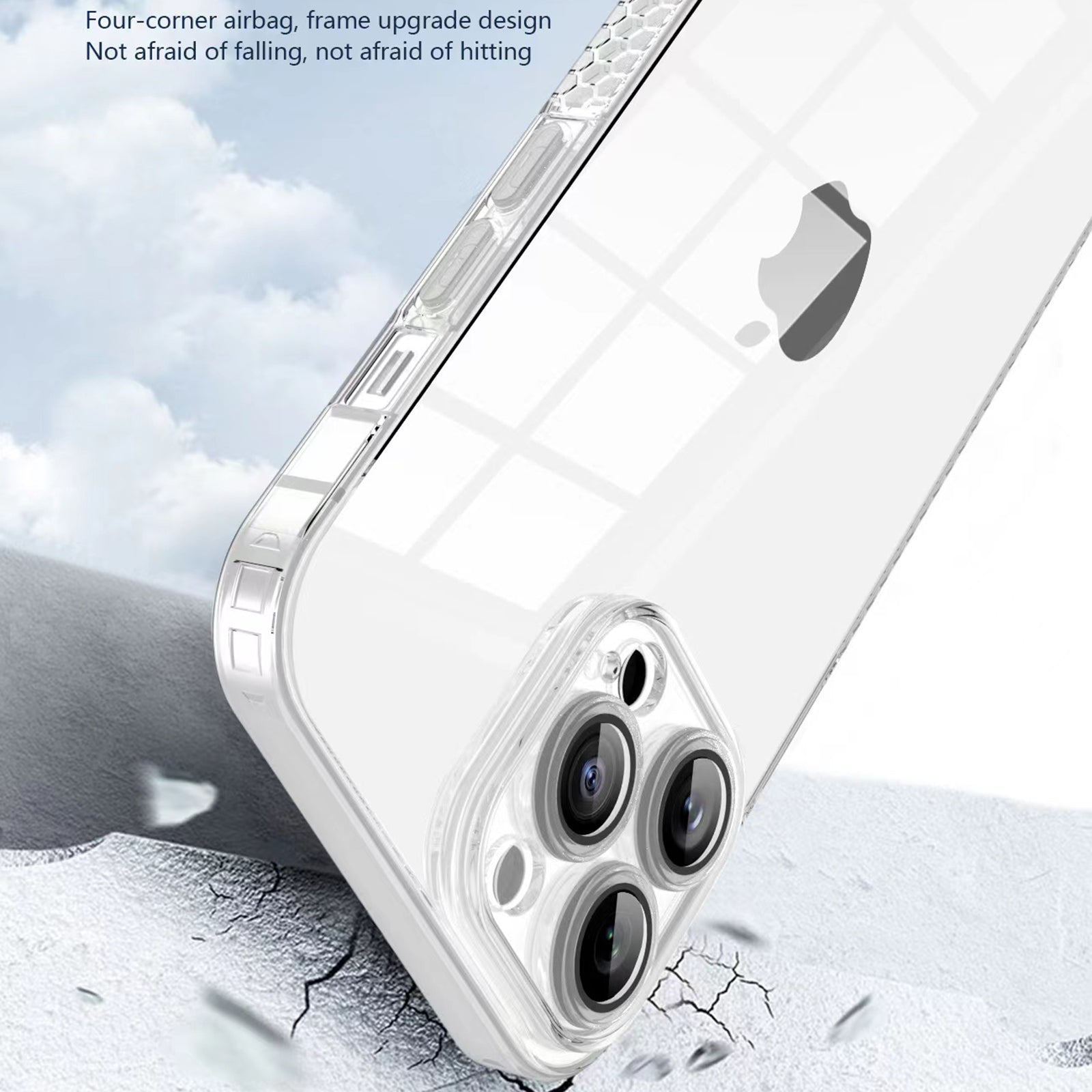 Pro iPhone 14 Pro Clear Phone Case Straight Edge Soft TPU kryt telefonu s ochranou skleněné čočky