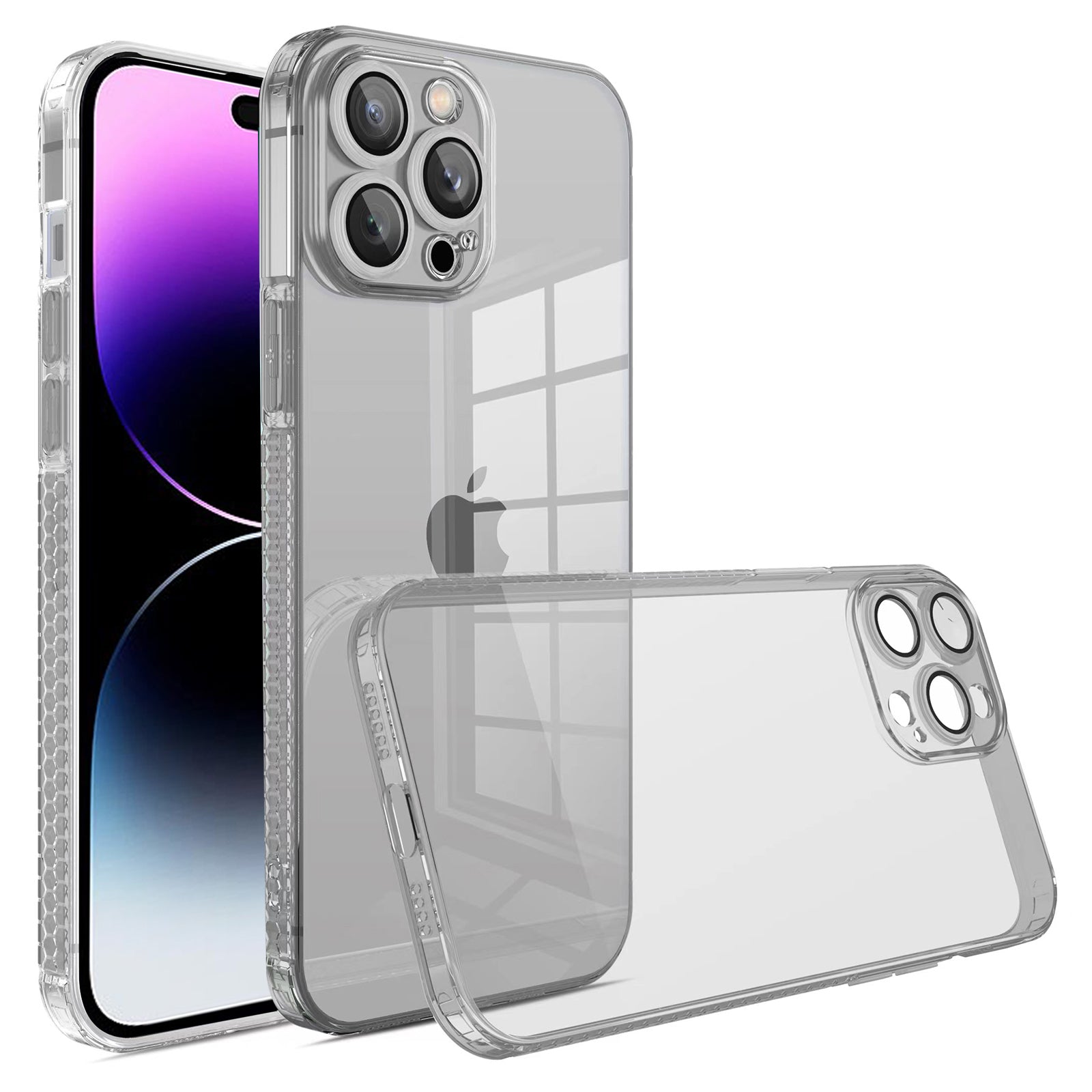 Pro iPhone 14 Pro Clear Phone Case Straight Edge Soft TPU kryt telefonu s ochranou skleněné čočky