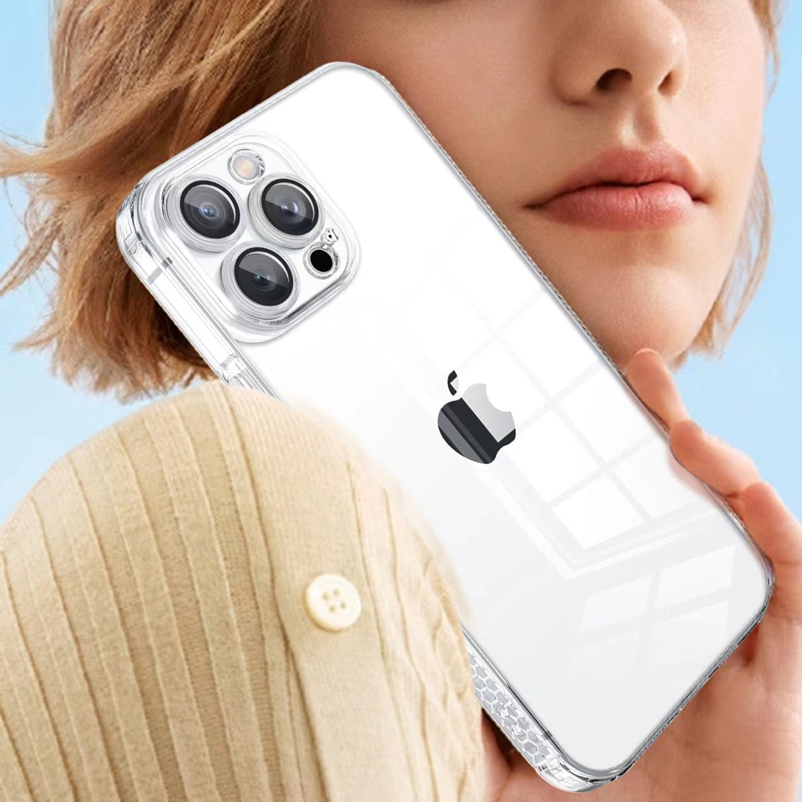 Pro iPhone 14 Pro Clear Phone Case Straight Edge Soft TPU kryt telefonu s ochranou skleněné čočky