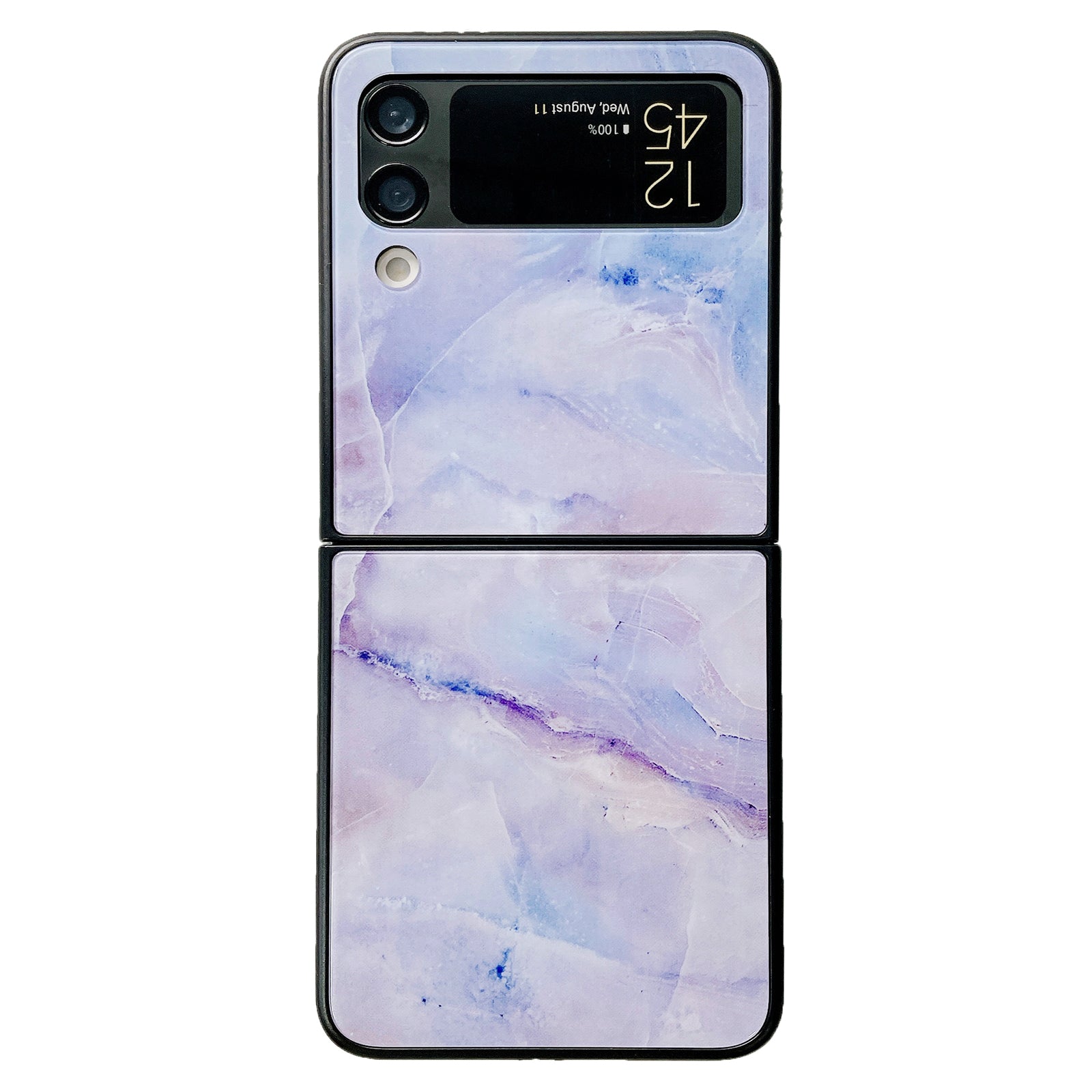 For Samsung Galaxy Z Flip4 5G Folding Phone Case Glass PC Marble Pattern Phone Cover