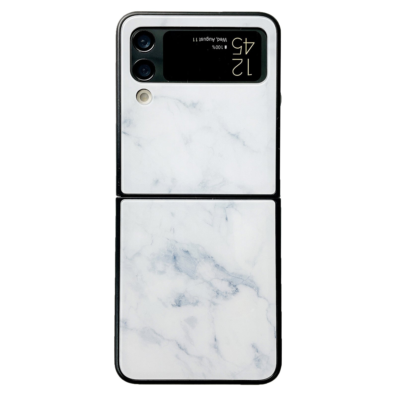 For Samsung Galaxy Z Flip3 5G Marble Pattern Phone Case Glass PC Protective Phone Cover
