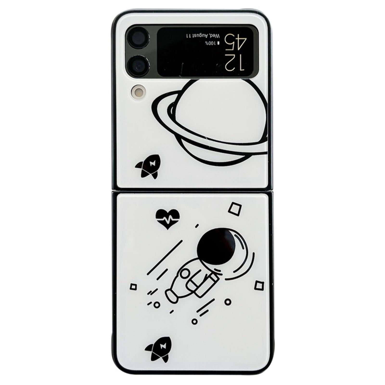For Samsung Galaxy Z Flip4 5G Astronaut Pattern Glass PC Phone Case Folding Phone Cover