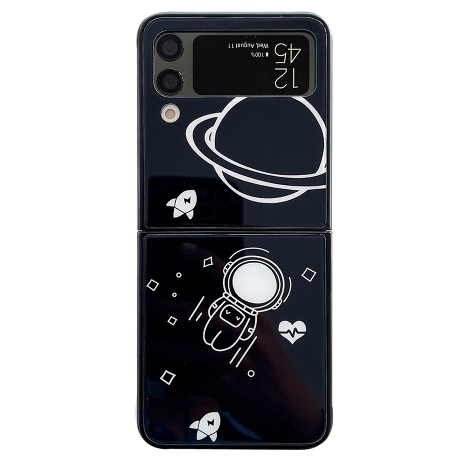 For Samsung Galaxy Z Flip4 5G Astronaut Pattern Glass PC Phone Case Folding Phone Cover