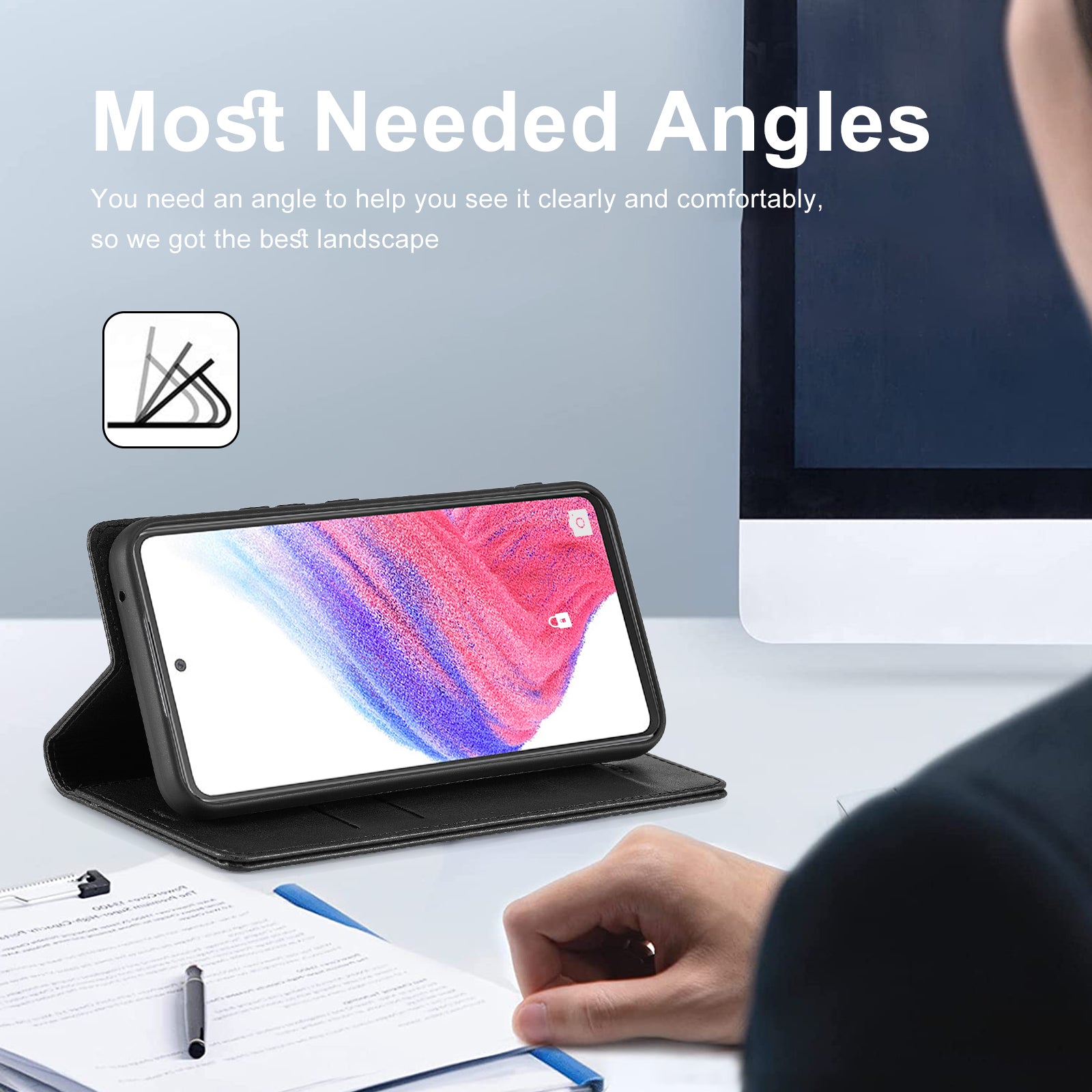 LC.IMEEKE For Samsung Galaxy A54 5G PU Leather RFID Blocking Phone Case Wallet Stand Cover