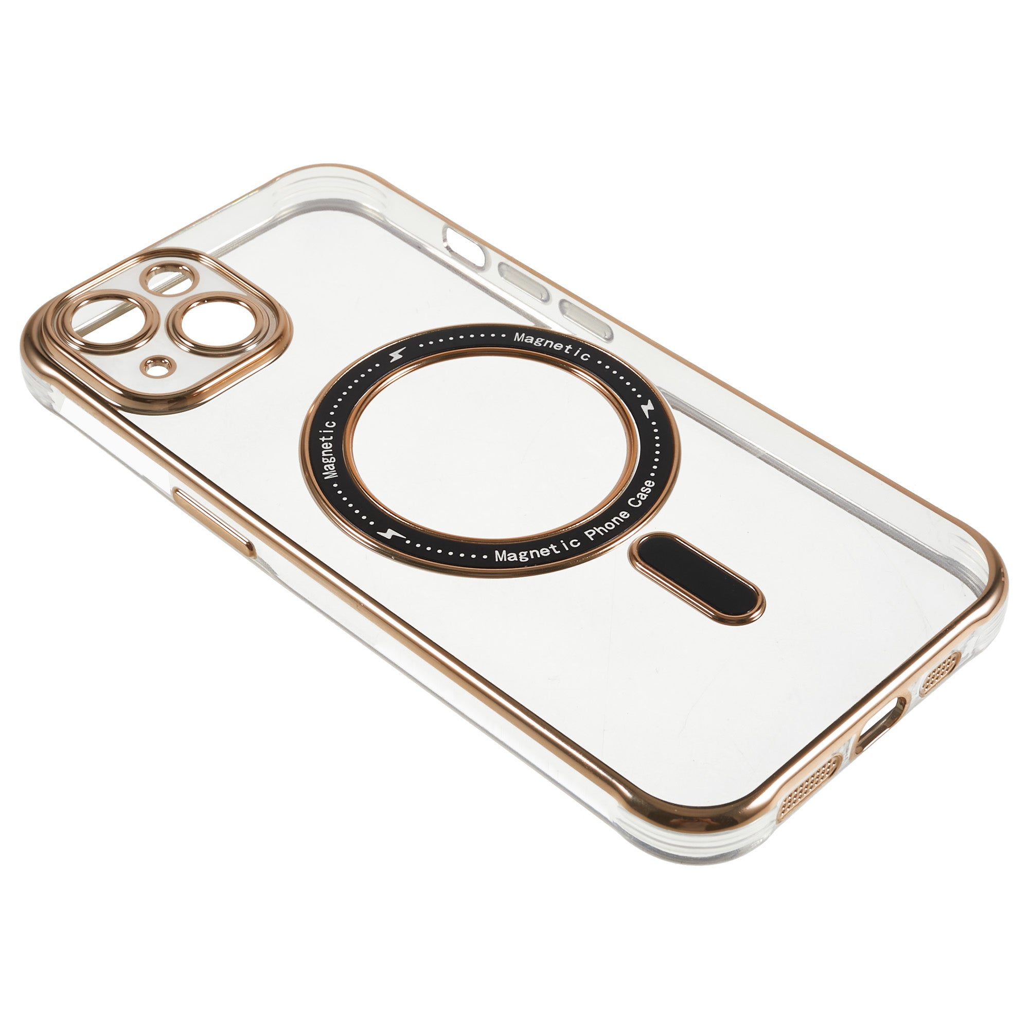 For iPhone 14 Electroplated Magnetic Soft TPU Case Transparent Phone Cover Compatible with MagSafe