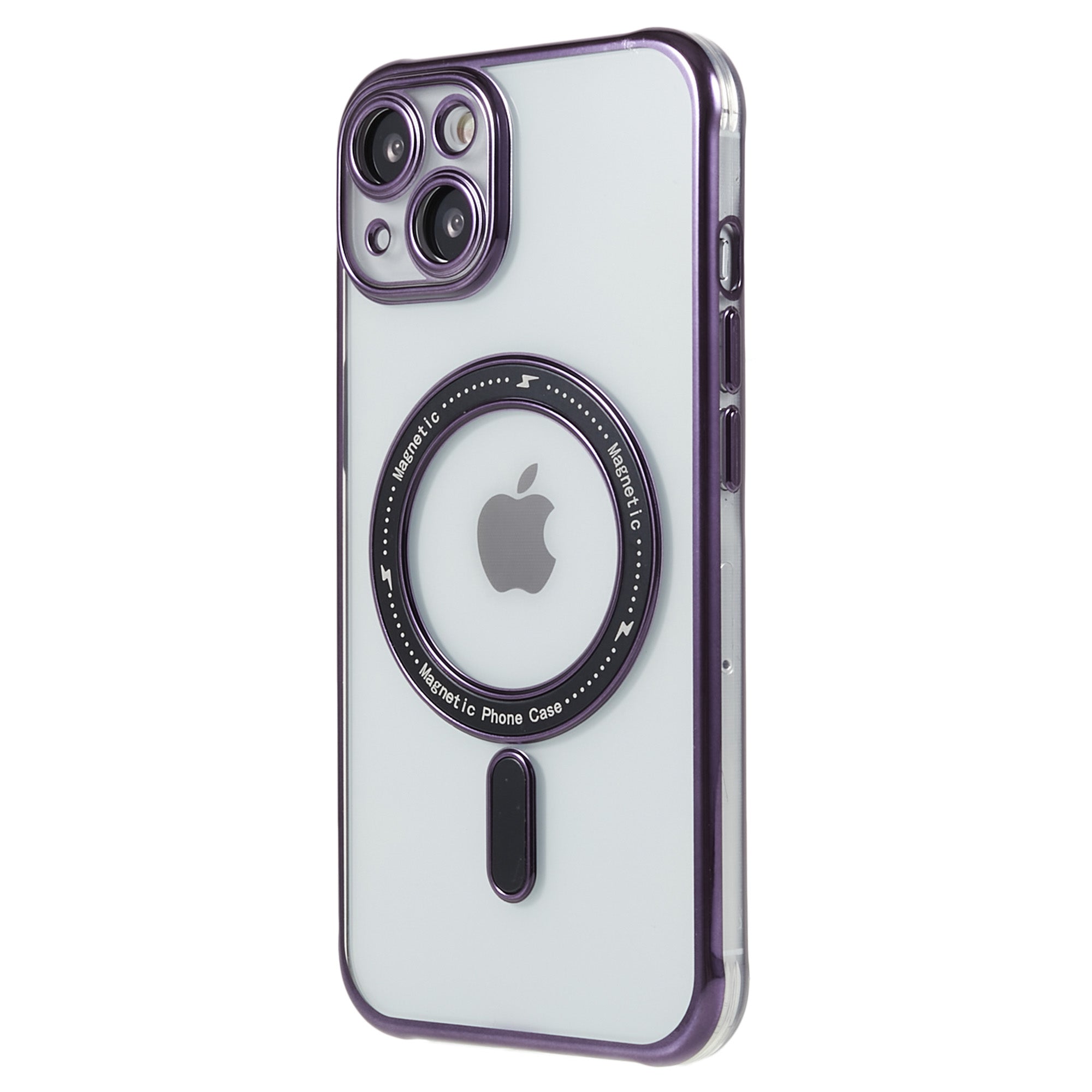 For iPhone 13 6.1 inch Magnetic Soft TPU Phone Case Transparent Electroplated Back Cover Compatible with MagSafe
