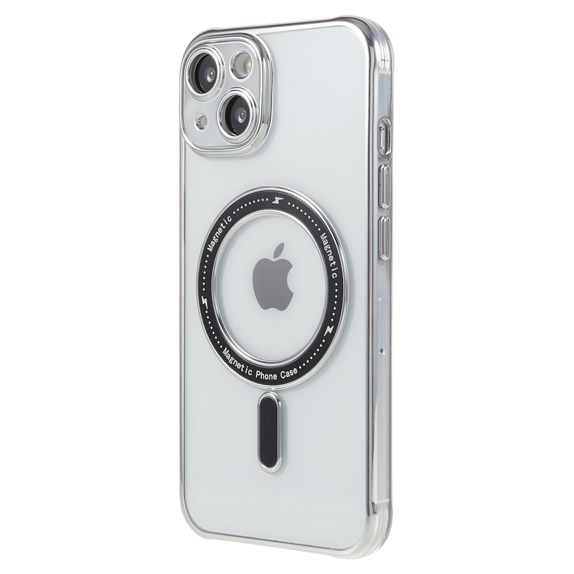 For iPhone 13 6.1 inch Magnetic Soft TPU Phone Case Transparent Electroplated Back Cover Compatible with MagSafe