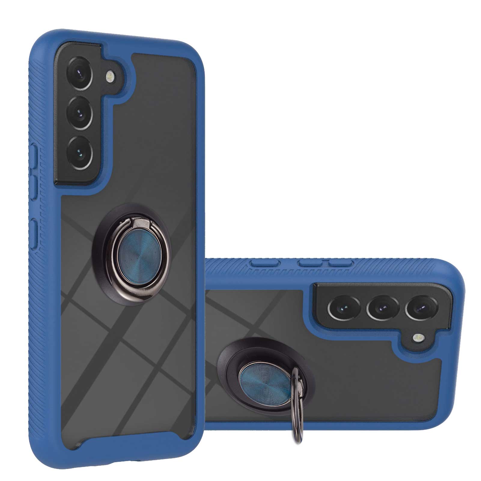 YB PC Series-5 For Samsung Galaxy S23 Ring Kickstand Transparent Cover PC TPU Detachable 2-in-1 Phone Case