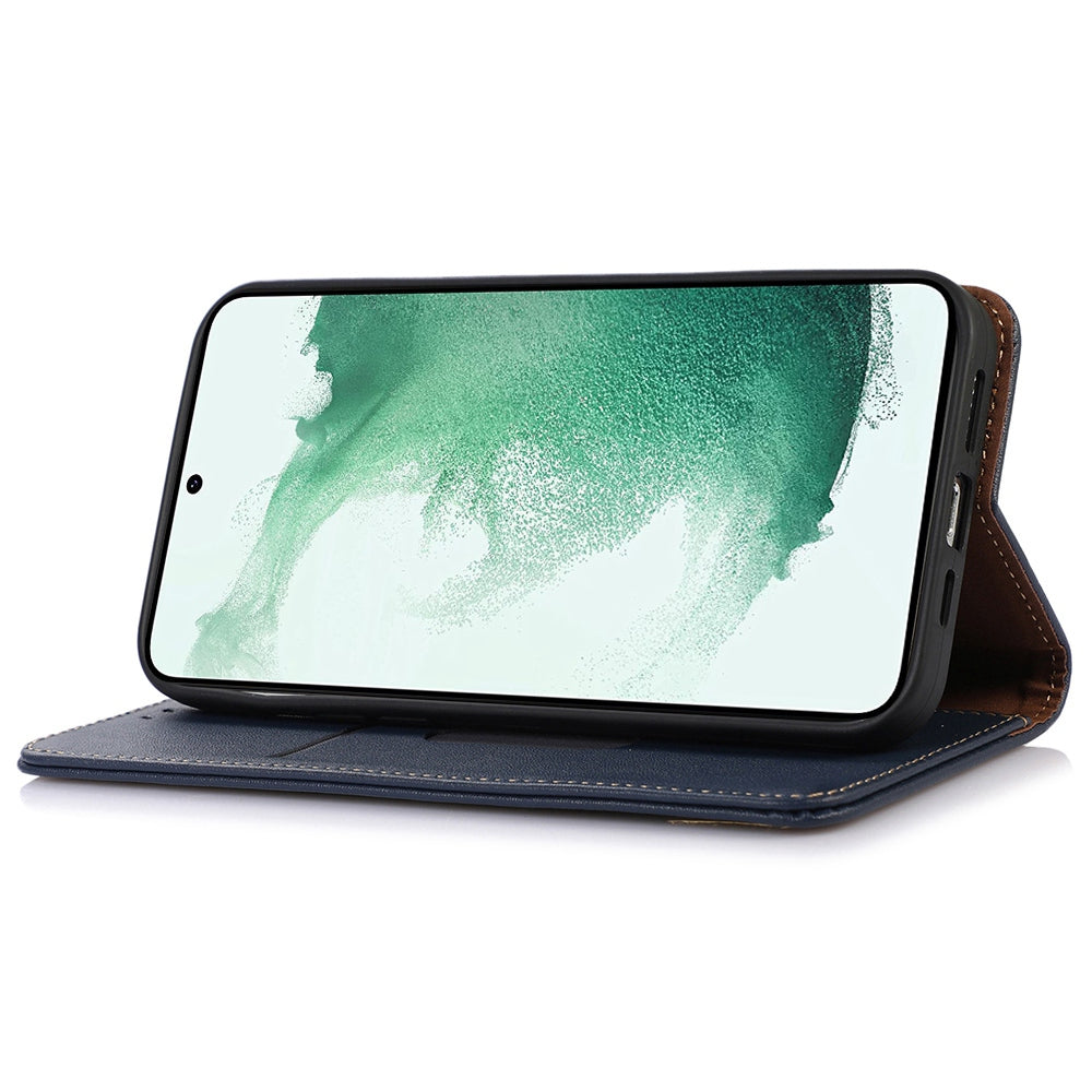 KHAZNEH For Samsung Galaxy M14 5G Stand Wallet Phone Case RFID Blocking Genuine Cowhide Leather Cover