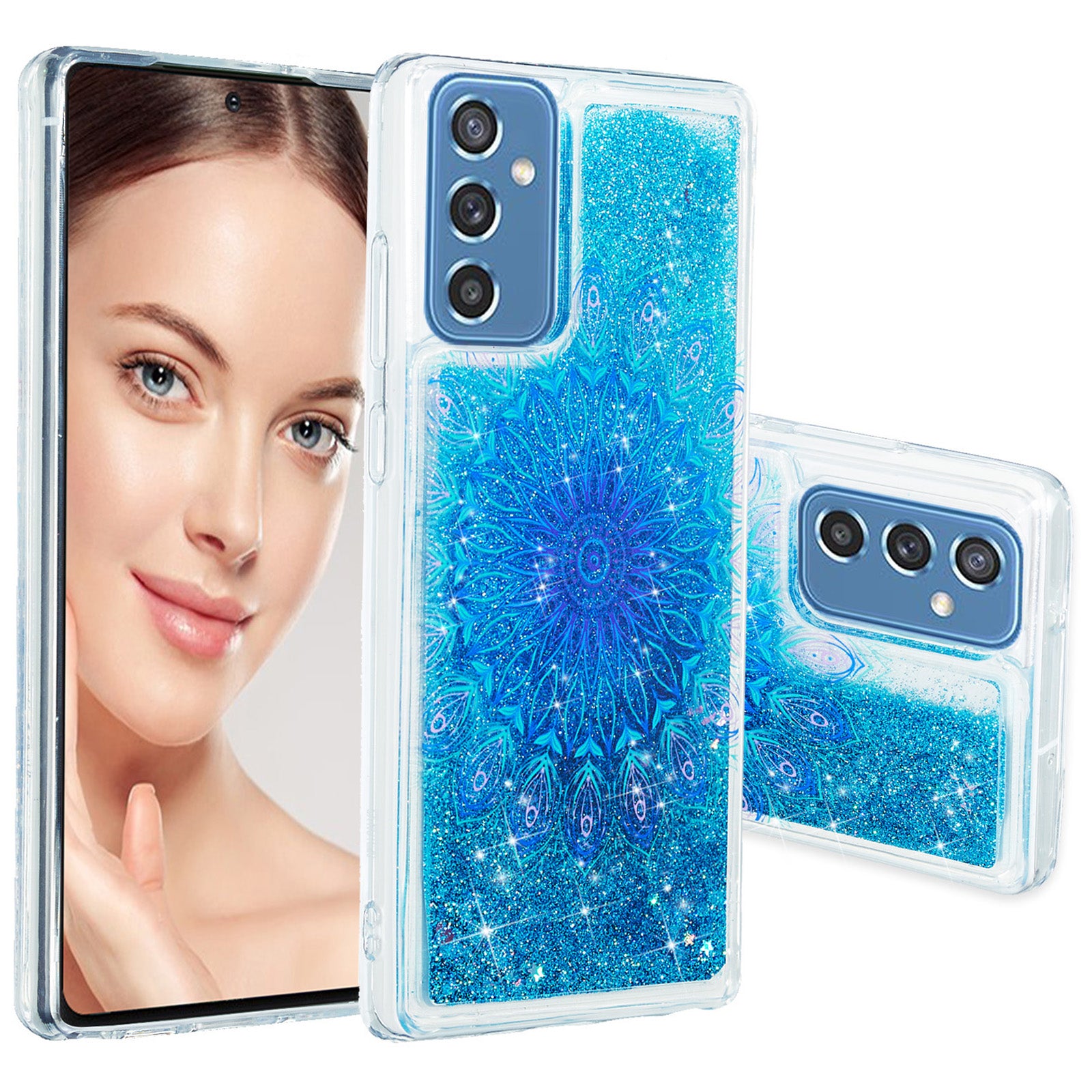 For Samsung Galaxy A54 5G Liquid Quicksand Phone Case Embossment Pattern TPU Cover