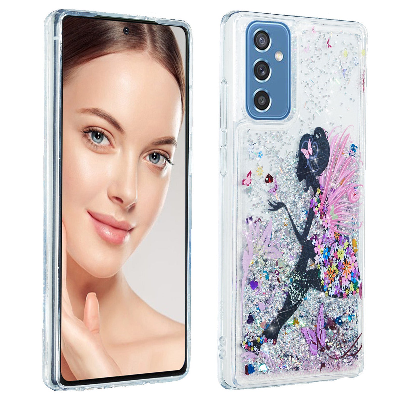 For Samsung Galaxy A54 5G Liquid Quicksand Phone Case Embossment Pattern TPU Cover