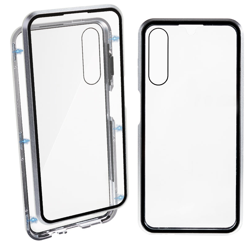 For Samsung Galaxy A14 5G Double Side Tempered Glass Phone Case Magnetic Metal Frame Cover