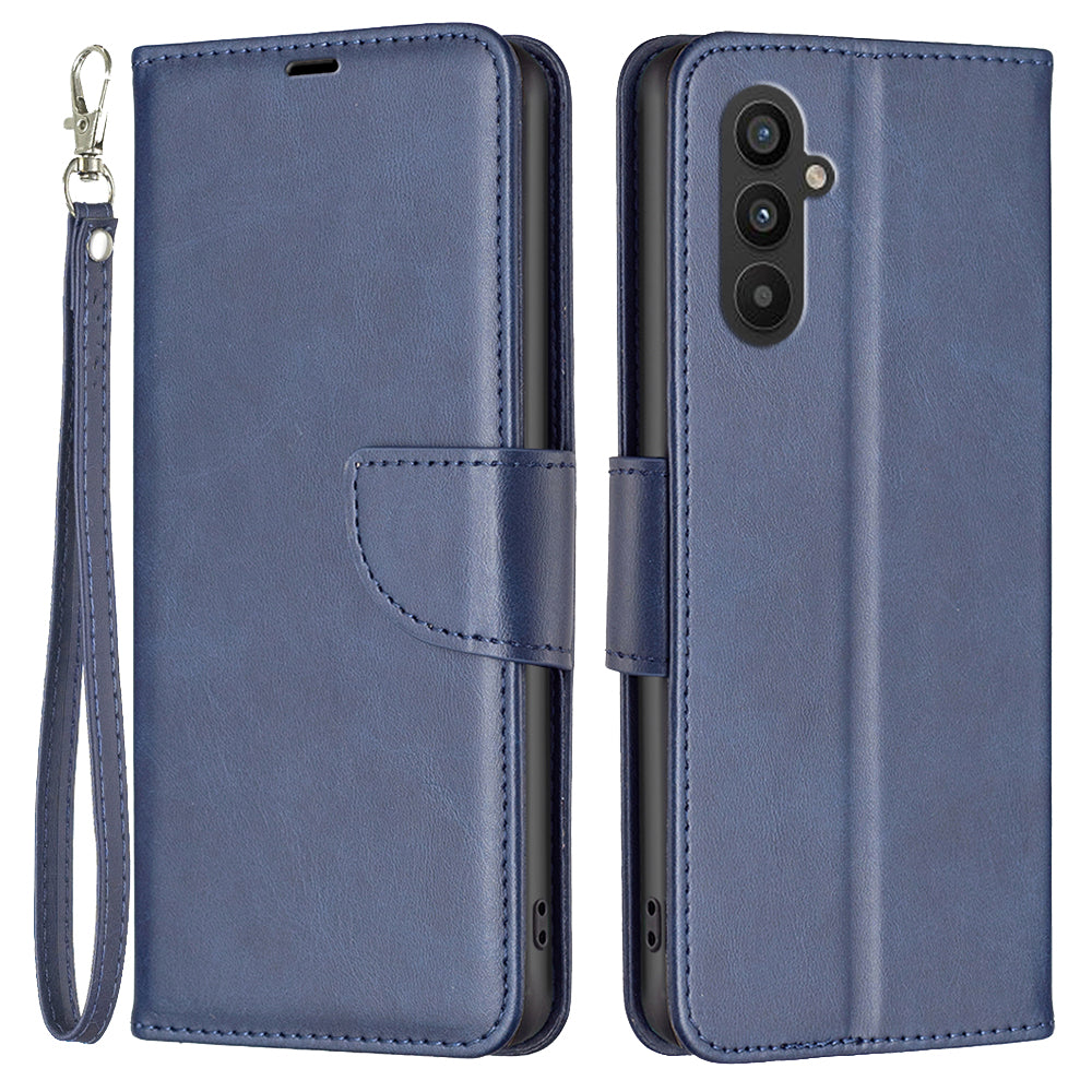 For Samsung Galaxy A24 4G Solid Color Shockproof Stand Case Textured PU Leather Wallet Shell Phone Cover