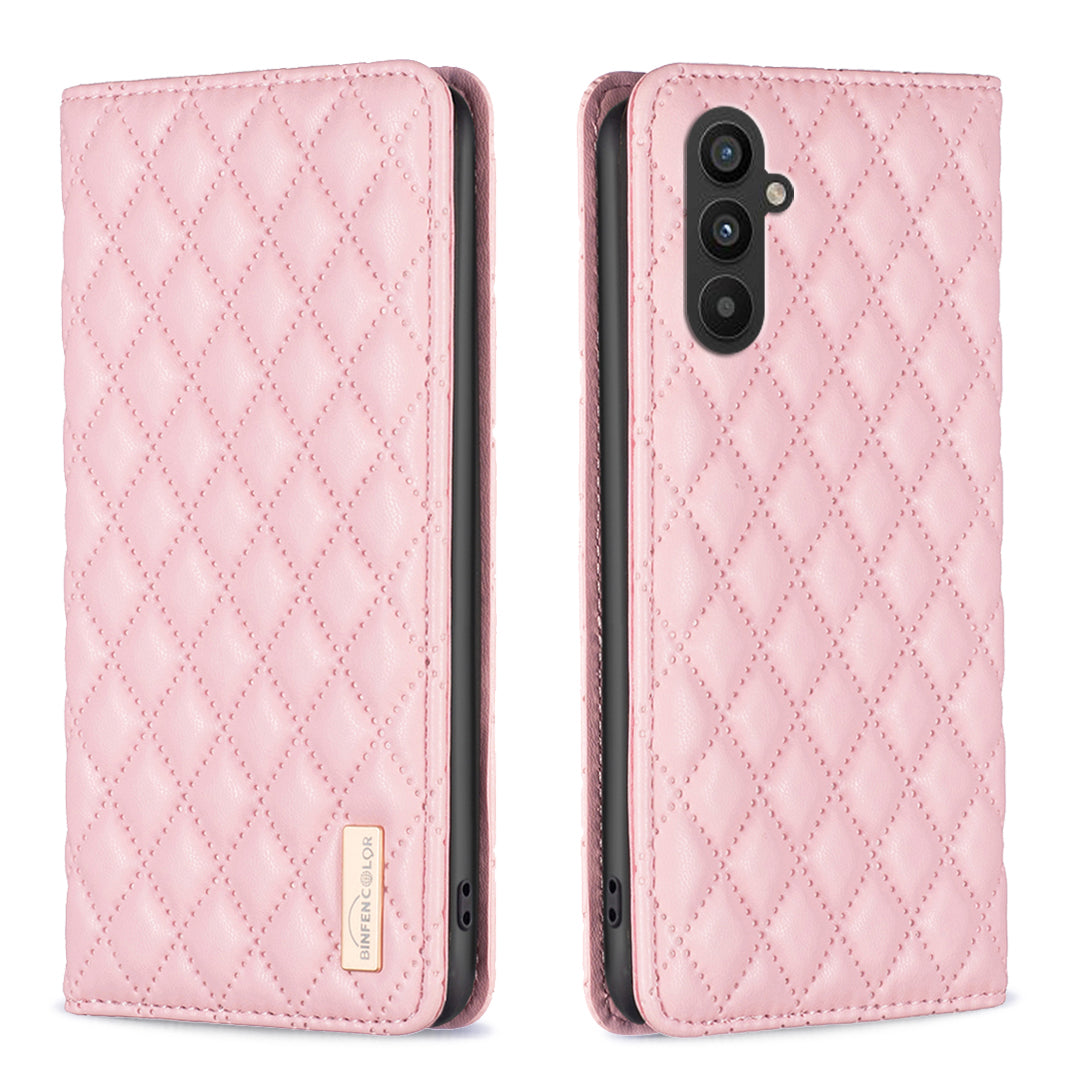 BINFEN COLOR BF Style-16 pro Samsung Galaxy A24 4G PU kožené pouzdro kosočtverec s potiskem Držák karty Kryt telefonu
