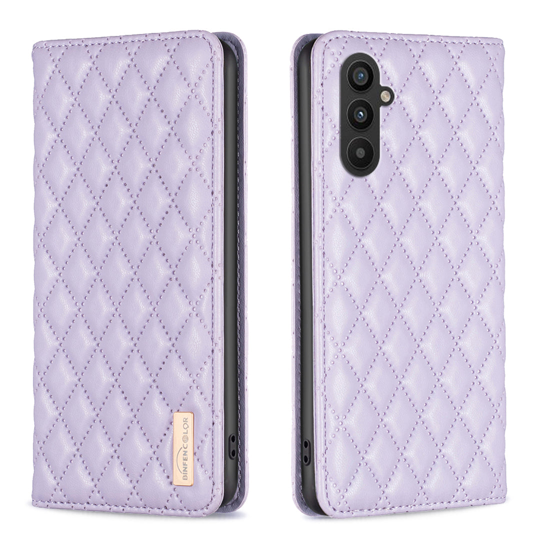 BINFEN COLOR BF Style-16 pro Samsung Galaxy A24 4G PU kožené pouzdro kosočtverec s potiskem Držák karty Kryt telefonu