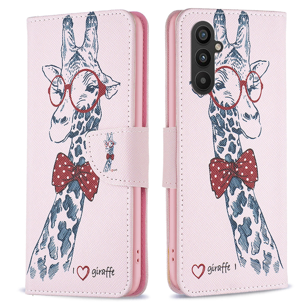 Til Samsung Galaxy A24 4G mønsterudskrivning Anti-drop telefonetui PU læder pungholder cover