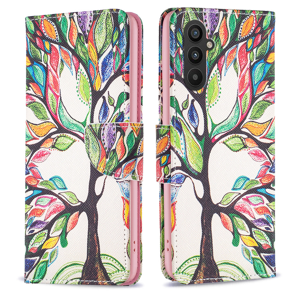 Til Samsung Galaxy A24 4G mønsterudskrivning Anti-drop telefonetui PU læder pungholder cover