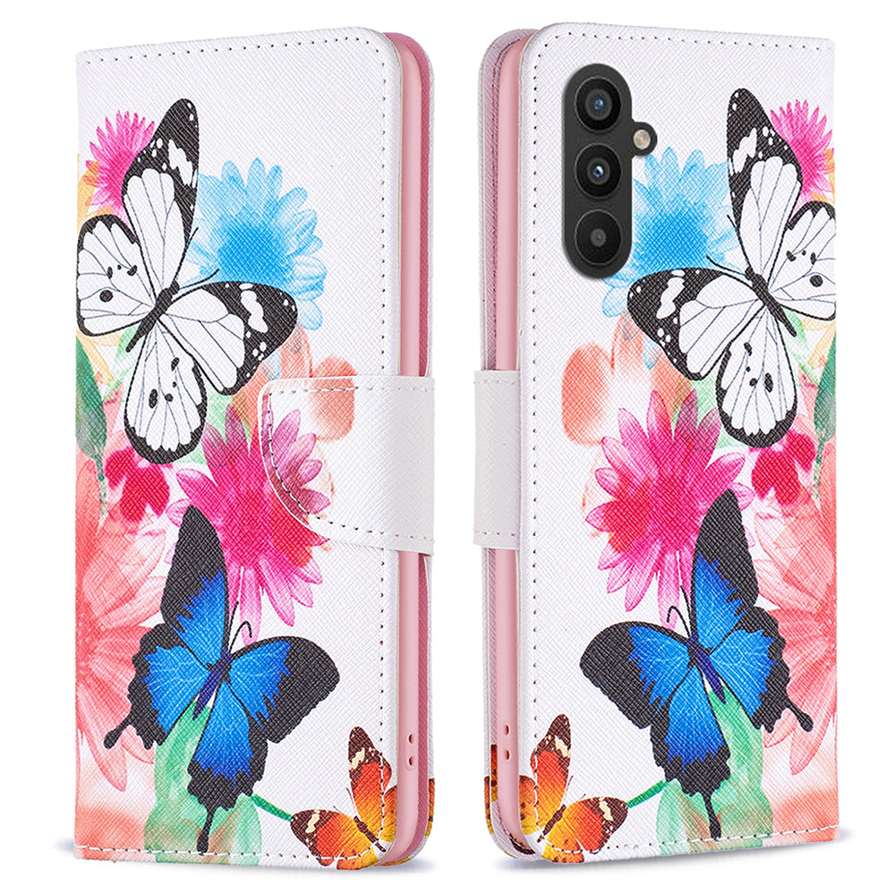 Til Samsung Galaxy A24 4G mønsterudskrivning Anti-drop telefonetui PU læder pungholder cover