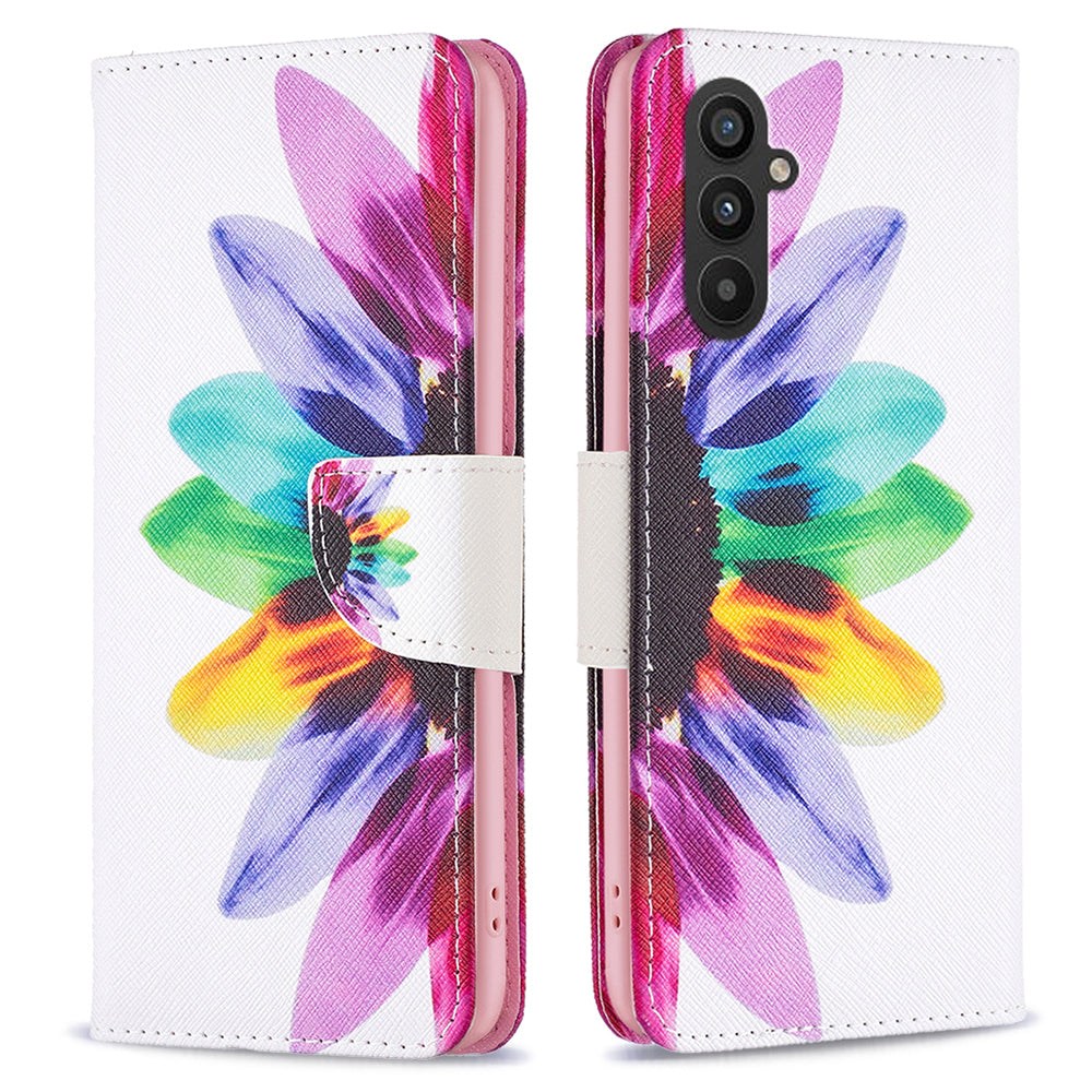 Til Samsung Galaxy A24 4G mønsterudskrivning Anti-drop telefonetui PU læder pungholder cover