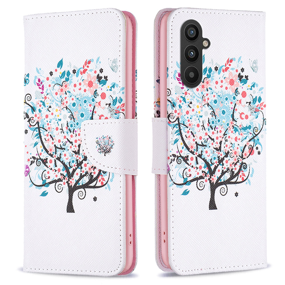 Til Samsung Galaxy A24 4G mønsterudskrivning Anti-drop telefonetui PU læder pungholder cover