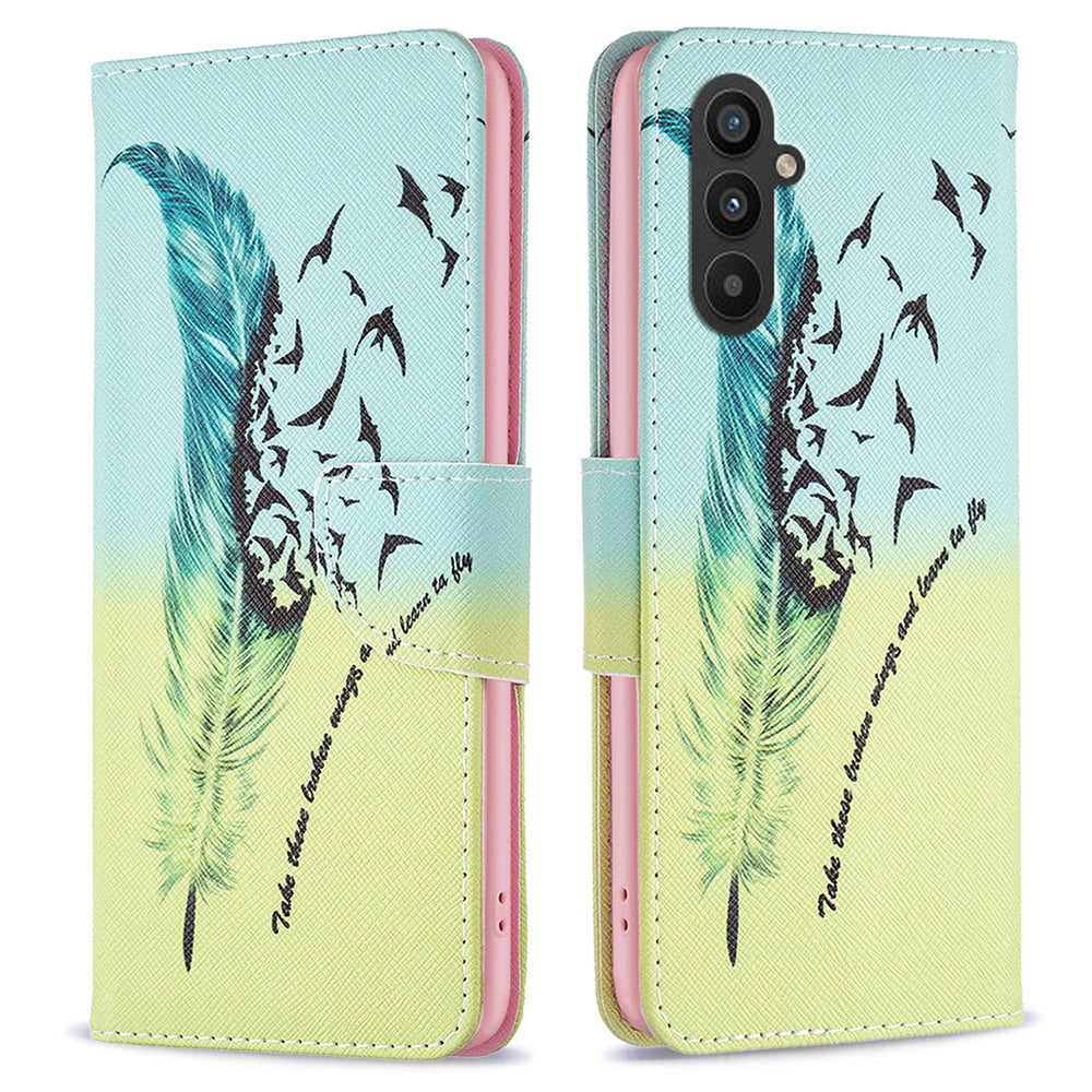 Til Samsung Galaxy A24 4G mønsterudskrivning Anti-drop telefonetui PU læder pungholder cover