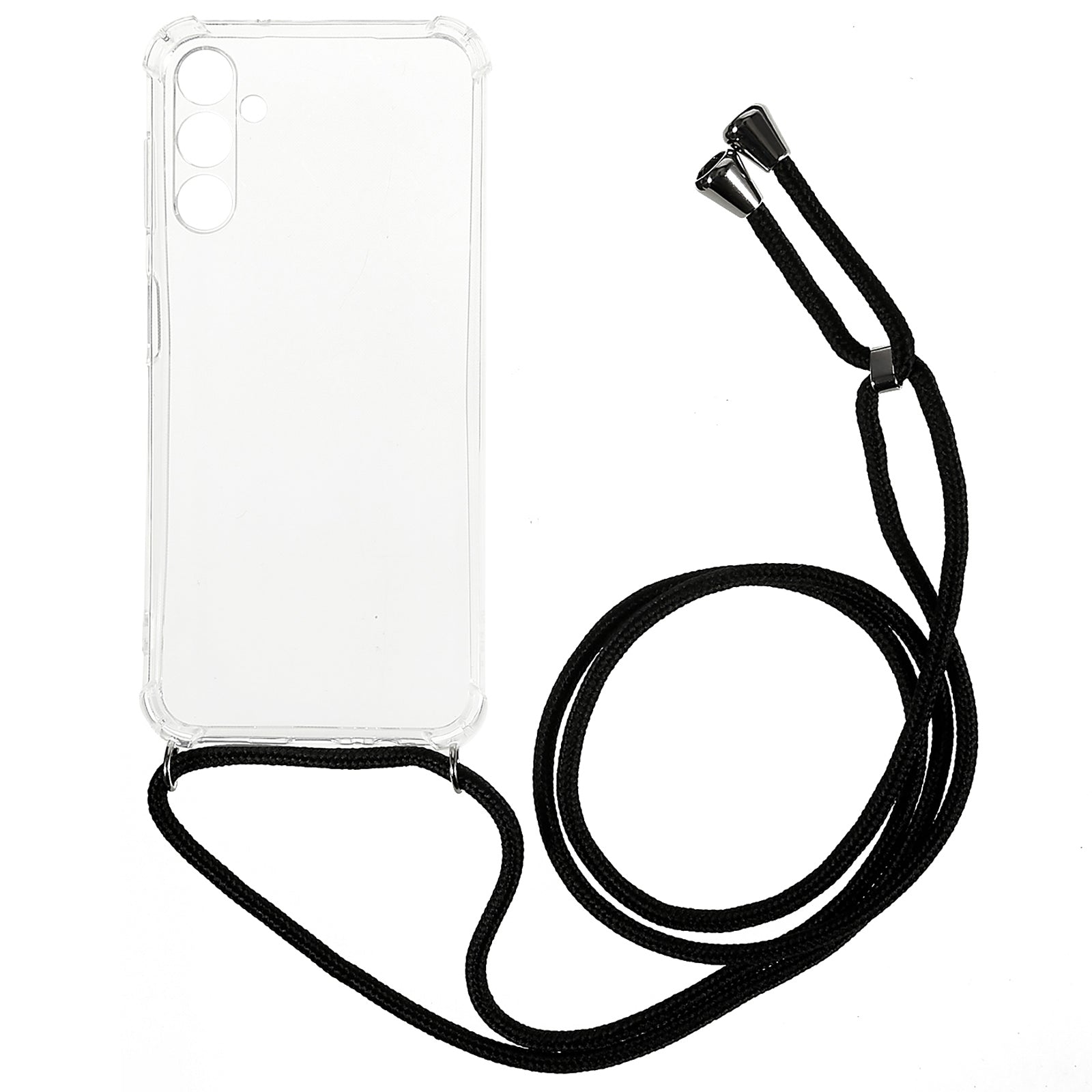 Phone Back Cover for Samsung Galaxy A24 4G Four Corner Shockproof HD Clear TPU Case with Lanyard
