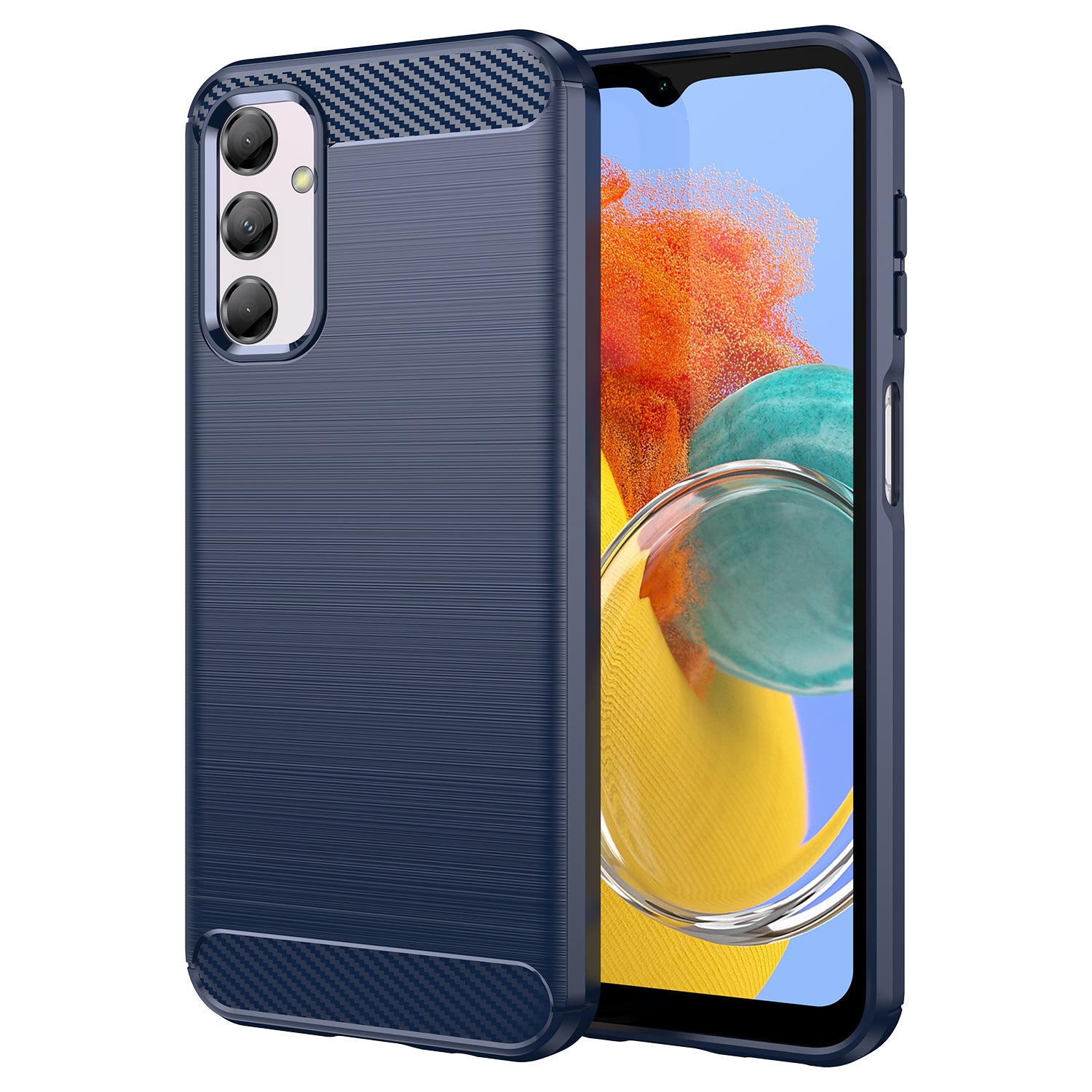 For Samsung Galaxy M14 5G Carbon Fiber Texture Shockproof Brushed TPU Phone Case Cell Phone Cover