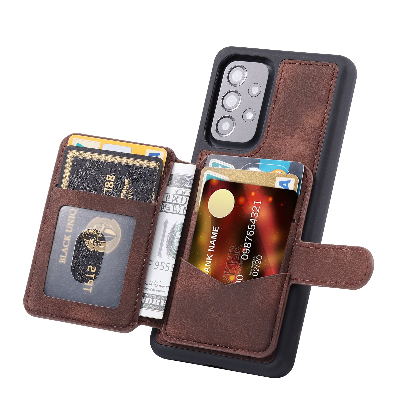Til Samsung Galaxy A13 5G / A13 4G / A04s 4G (164,7 x 76,7 x 9,1 mm) / M13 5G læderbelagt TPU Kickstand telefoncover RFID Blocking Wallet Phone Cover