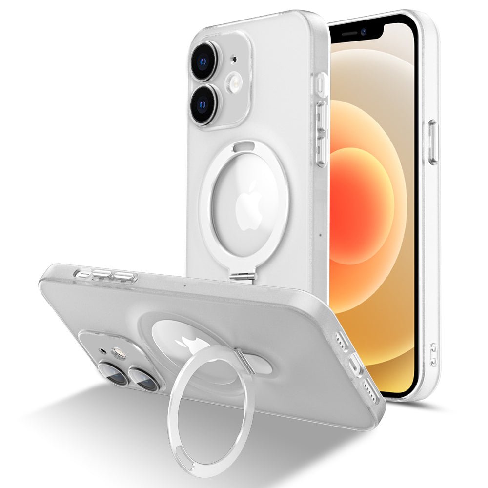 Magnetisk mat telefoncover til iPhone 12 Glas Lens Protector Telefon Kickstand Cover 