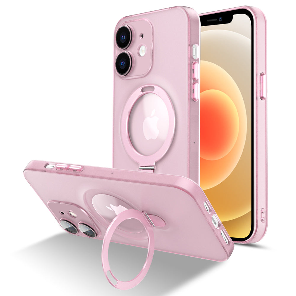 Magnetisk mat telefoncover til iPhone 12 Glas Lens Protector Telefon Kickstand Cover 