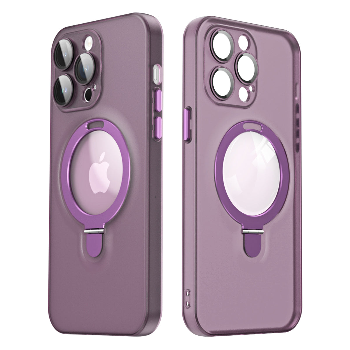 For iPhone 13 Pro Kickstand Magnetic Phone Case Matte Cellphone Cover with Glass Lens Protector
