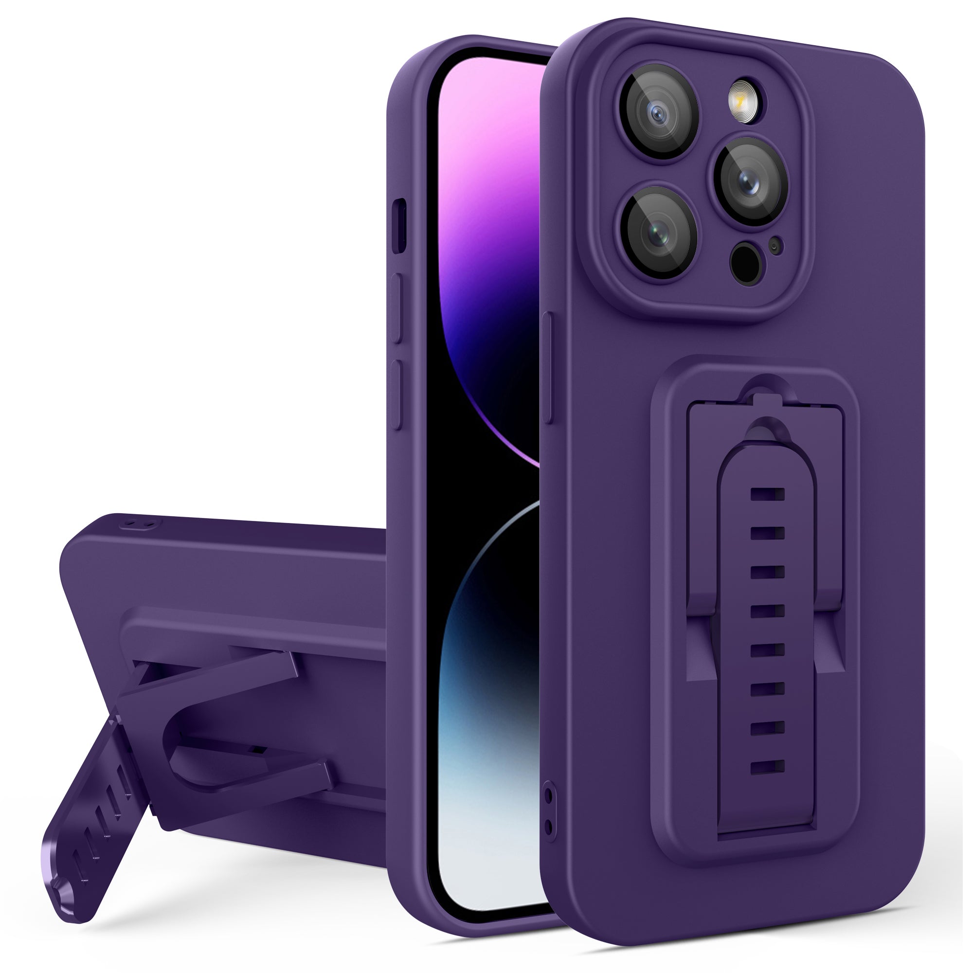 For iPhone 14 Pro Max Glass Camera Film Phone Cover Adjustable Kickstand Phone Case