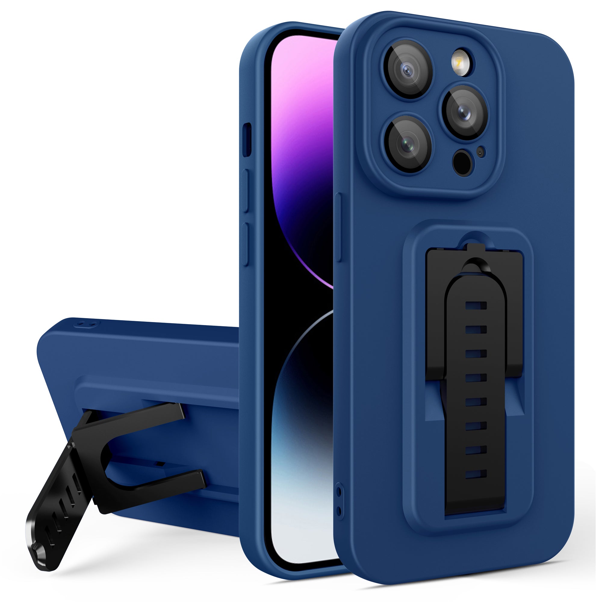 For iPhone 14 Pro Max Glass Camera Film Phone Cover Adjustable Kickstand Phone Case