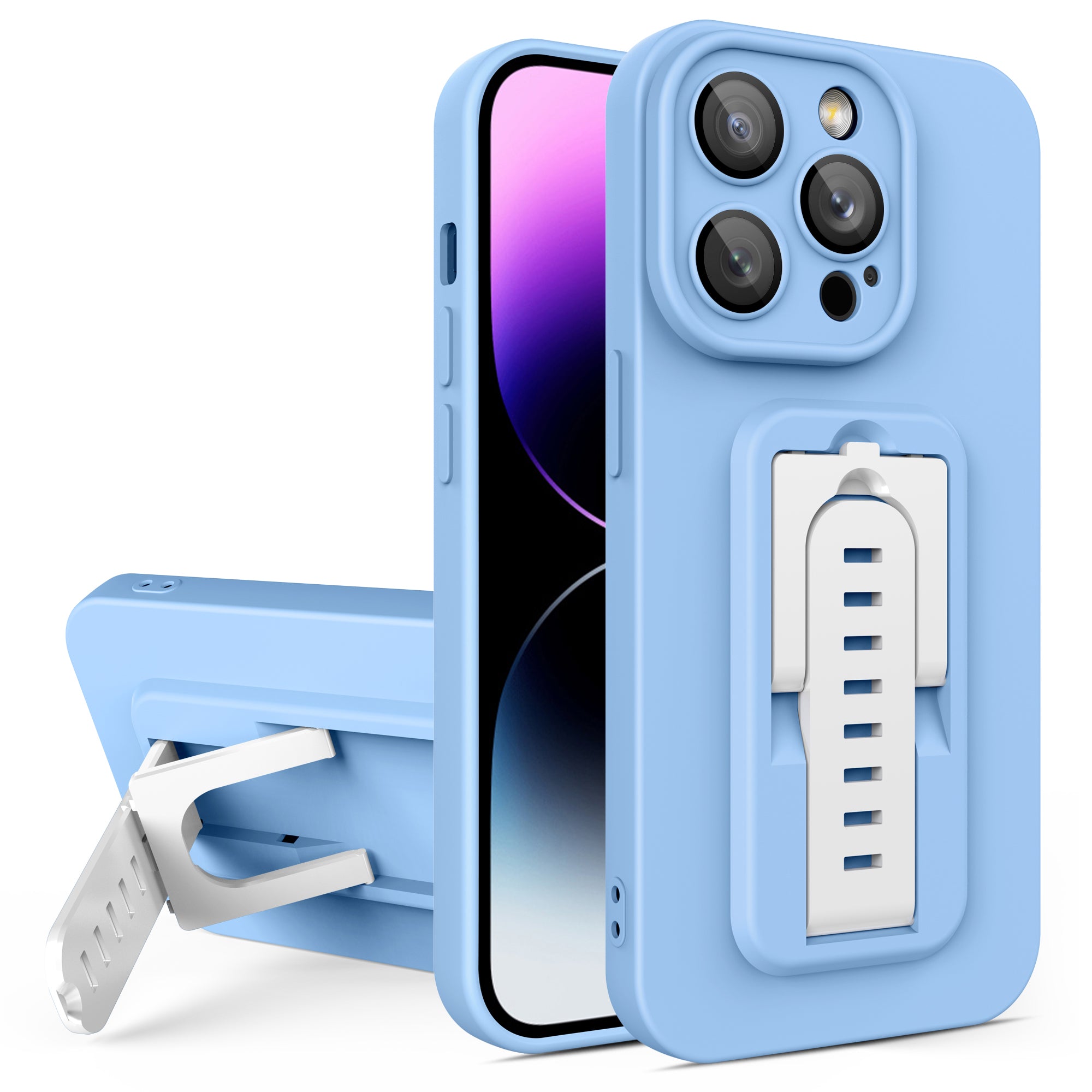 For iPhone 14 Pro Glass Camera Film Hard Phone Cover Adjustable Kickstand Phone Case