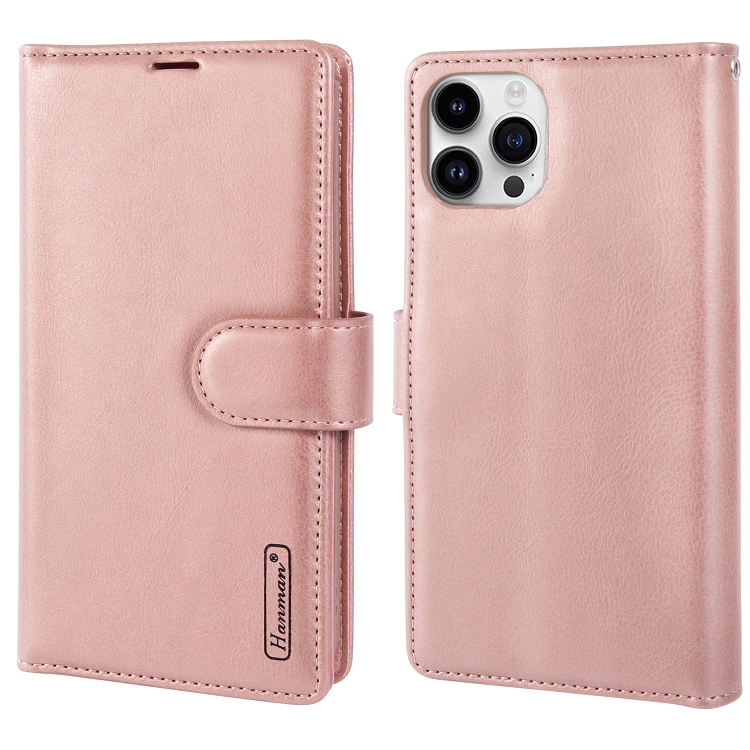 HANMAN Mila Series For iPhone 13 Pro 6.1 inch Folio Flip PU Leather Stand Cover Phone Wallet Case