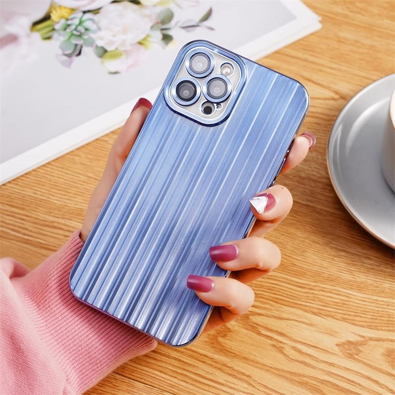 TPU Back Cover for iPhone 13 Pro 6.1 inch with Lens Film Electroplating Streamer Brushed Phone Case