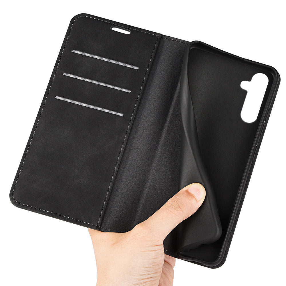 Til Samsung Galaxy A24 4G Skin-touch læder pung telefon etui Magnetisk flip stativ Drop-sikkert cover