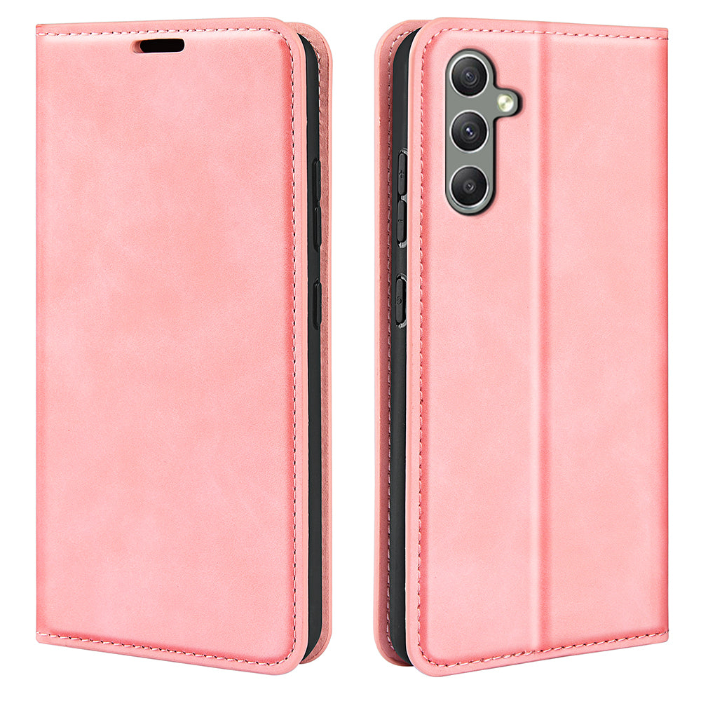 Til Samsung Galaxy A24 4G Skin-touch læder pung telefon etui Magnetisk flip stativ Drop-sikkert cover