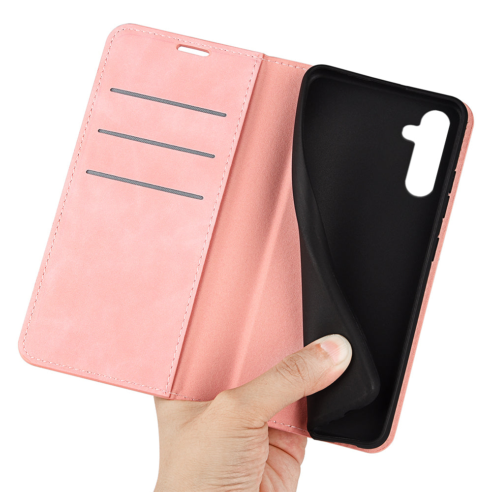 Til Samsung Galaxy A24 4G Skin-touch læder pung telefon etui Magnetisk flip stativ Drop-sikkert cover