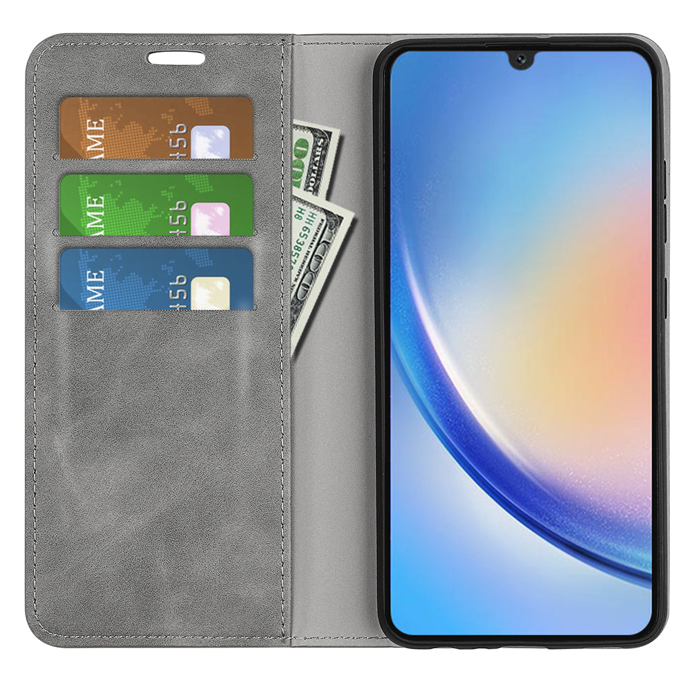 Til Samsung Galaxy A24 4G Skin-touch læder pung telefon etui Magnetisk flip stativ Drop-sikkert cover
