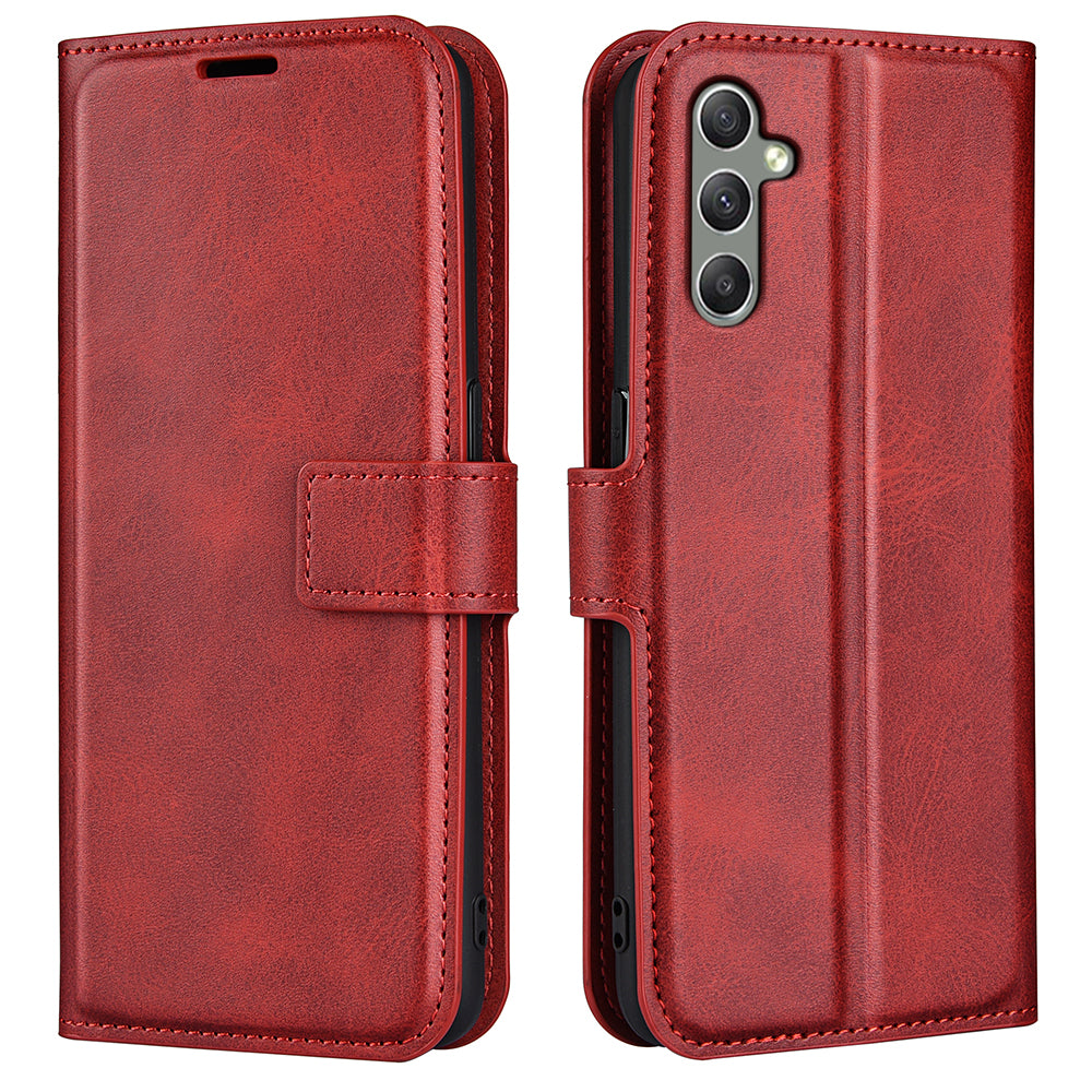 Til Samsung Galaxy A24 4G læderpung mobiltaske Calf Texture Firkantet lås Flip Stand Cover