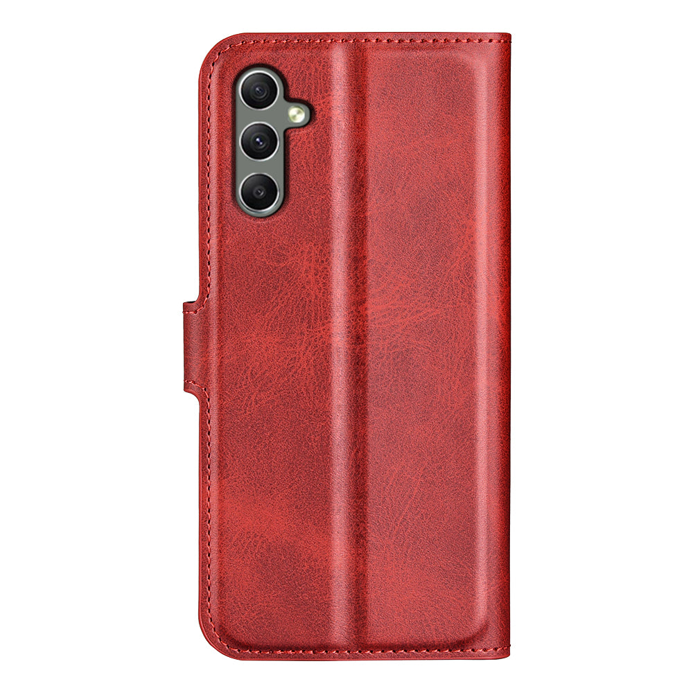 Til Samsung Galaxy A24 4G læderpung mobiltaske Calf Texture Firkantet lås Flip Stand Cover