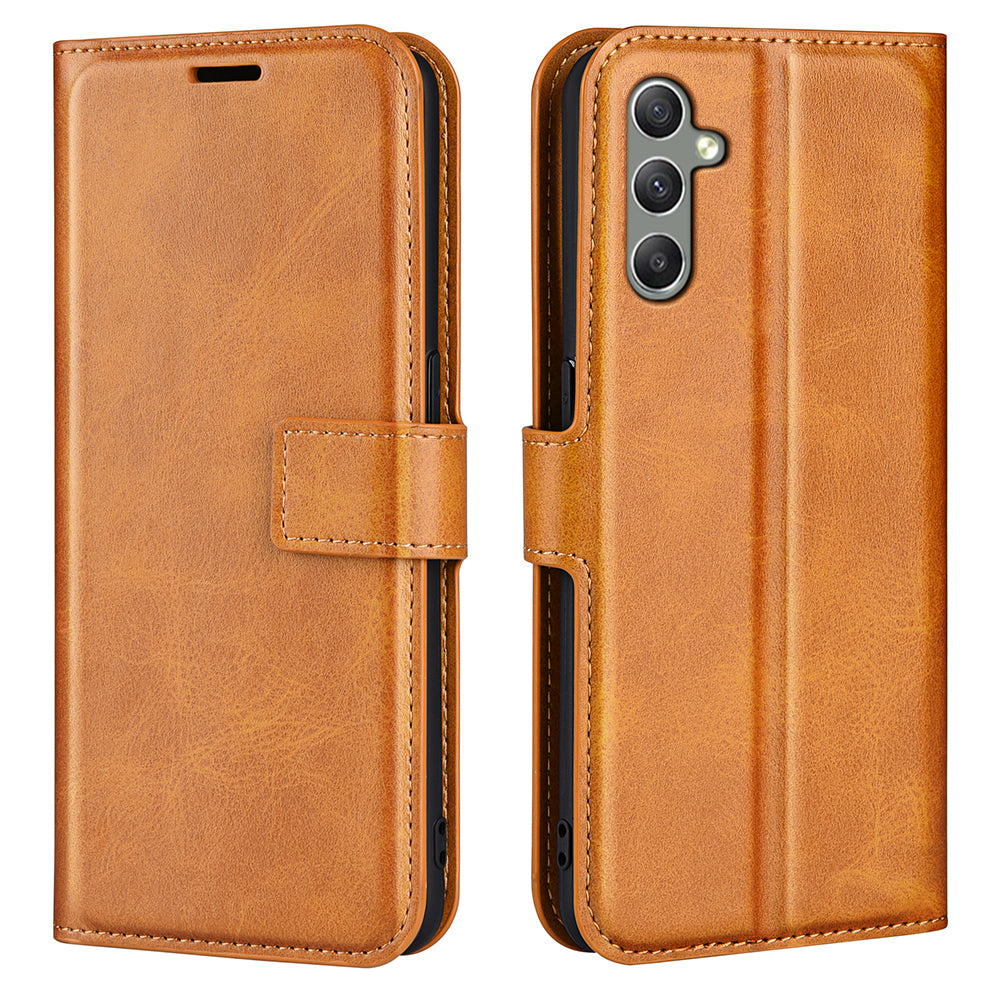 Til Samsung Galaxy A24 4G læderpung mobiltaske Calf Texture Firkantet lås Flip Stand Cover