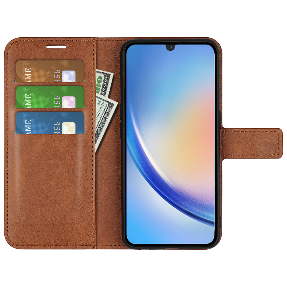 Til Samsung Galaxy A24 4G læderpung mobiltaske Calf Texture Firkantet lås Flip Stand Cover