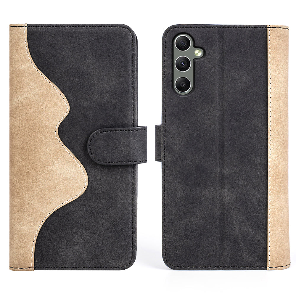 Til Samsung Galaxy A24 4G læderpung Stødsikkert cover Dobbeltfarvet splejsning Foldestativ Telefonetui