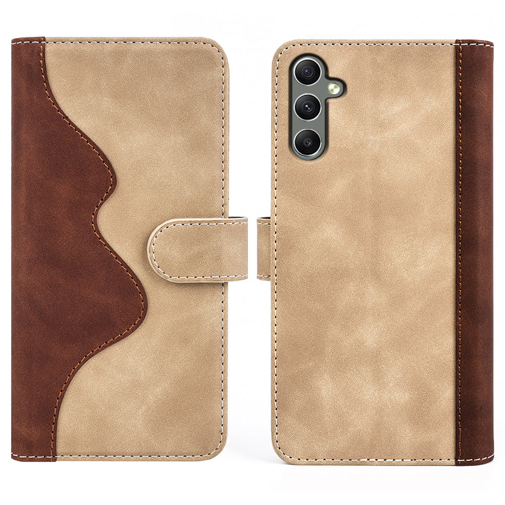 Til Samsung Galaxy A24 4G læderpung Stødsikkert cover Dobbeltfarvet splejsning Foldestativ Telefonetui