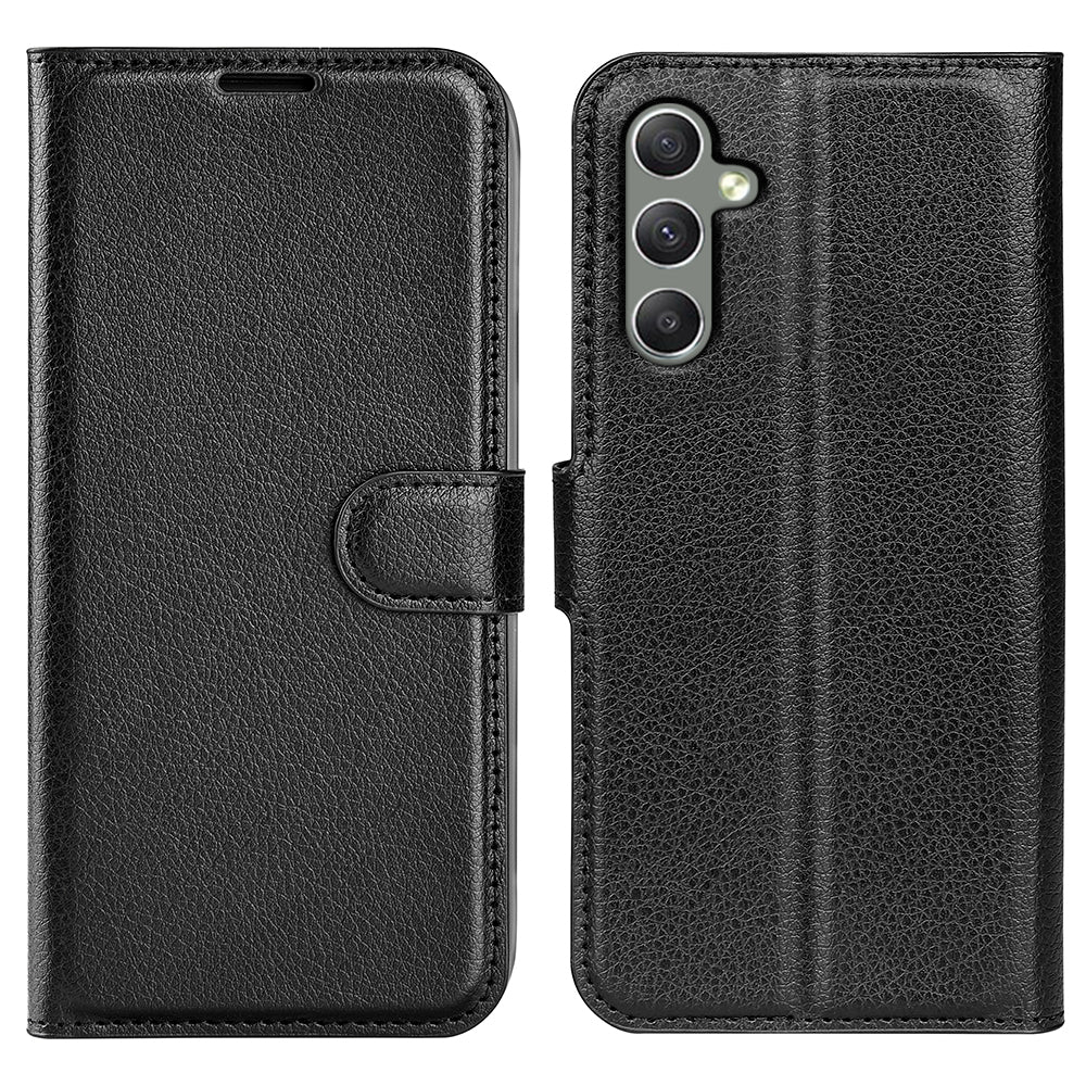 Til Samsung Galaxy A24 4G PU læder pung Shell Litchi Texture Telefon Case Flip Stand Cover